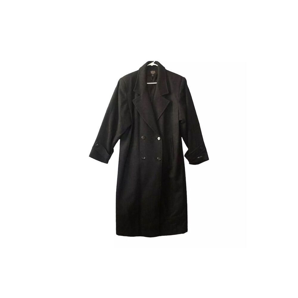 Stephanie Mathews Women's 12 Petite Black Wool Overcoat Winter Formal